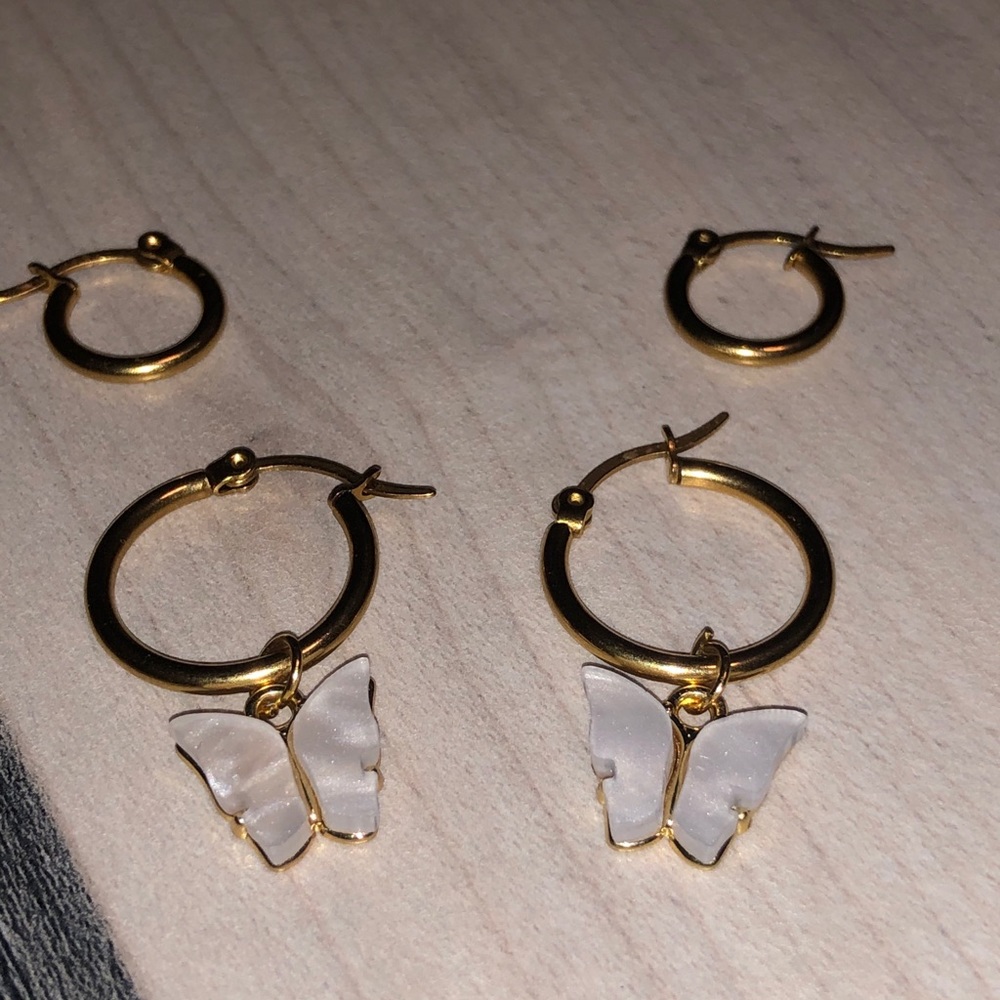 Gold butterfly earrings